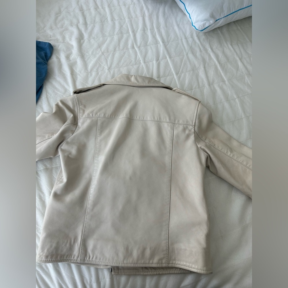 AllSaints White Fern Biker Jacket Size 4 - Picture 10 of 10
